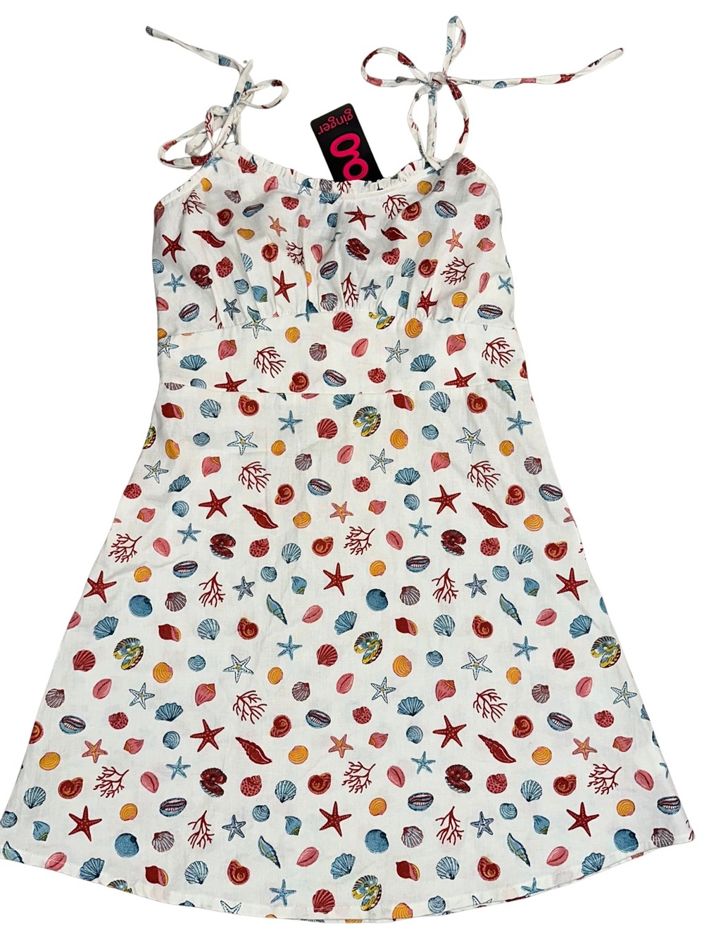 NEW Ginger G Sea Shell Strappy Beach Mini Dress Women’s Size Small